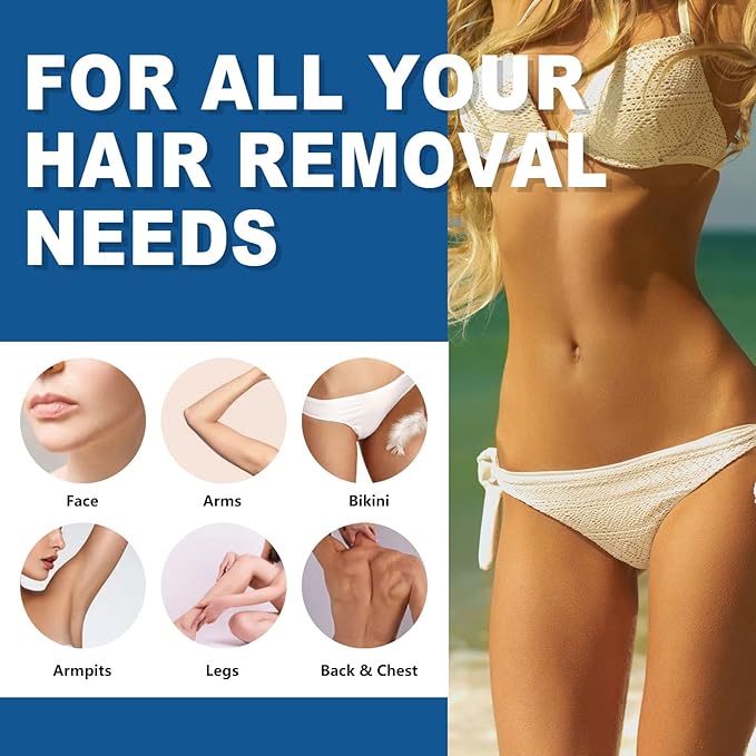 Hard Wax Beads for Sensitive Skin, 2lb Unscented Spa Waxing Beads at Home for Brazilian Waxing, Professional Bluk Wax Beans Hair Removal for Body, Bikini, Legs, Facial, Easy Use, Blue