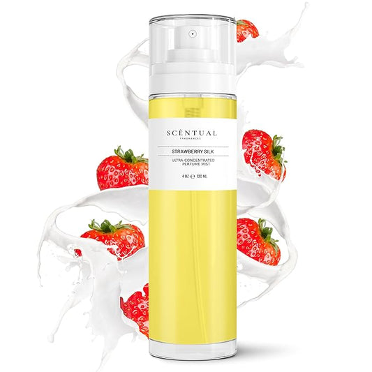 Ultra-Concentrated Hair & Body Perfume Mist, Long Lasting Women's Fragrance, Gourmand Perfumes for Women, Vegan and Cruelty Free (Strawberry Silk)