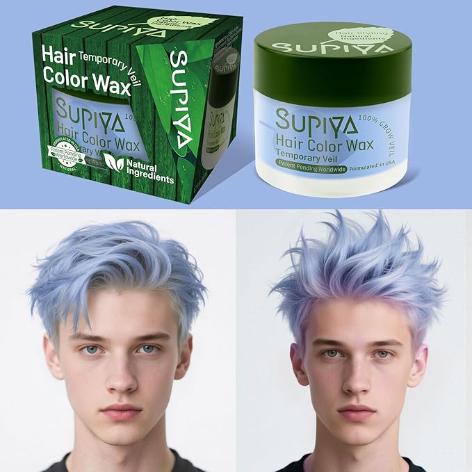 Temporary Hair Styling Color Wax, Green Blue Purple Red Hair Dye Color Wax Washable Natural Instant Hair Coloring Cream for DIY Hairstyle for Kids Men Women(Blue#83)