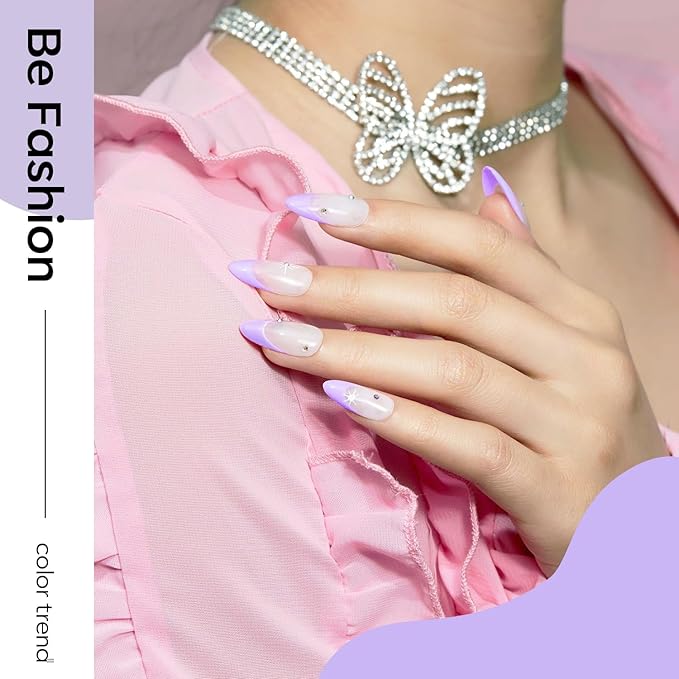 modelones Purple Gel Nail Polish, 15 ML Pastel Gel Polish Lilac Purple Nail Polish Soak Off Led Summer Nail Gel Polish for Women Girl DIY Nail Art Gift