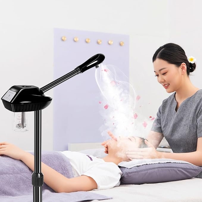 Face Steamer Professional,Steamer for Facial on Wheels,Ozone Face Steamer for Deep Facial Cleansing