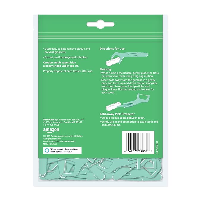 Amazon Basics Mint Dental Flossers, 90 Count, 1 Pack (Previously Solimo)