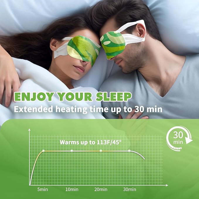 18 Packs Steam Eye Mask for Dry Eyes Self Heating Masks Cornea Care Rest Disposable SPA Warm Compress,Eye Mask for Sleep,Stye Eye Treatment,Reduce Eye Fatigue Travel Essentials（Chamomile）