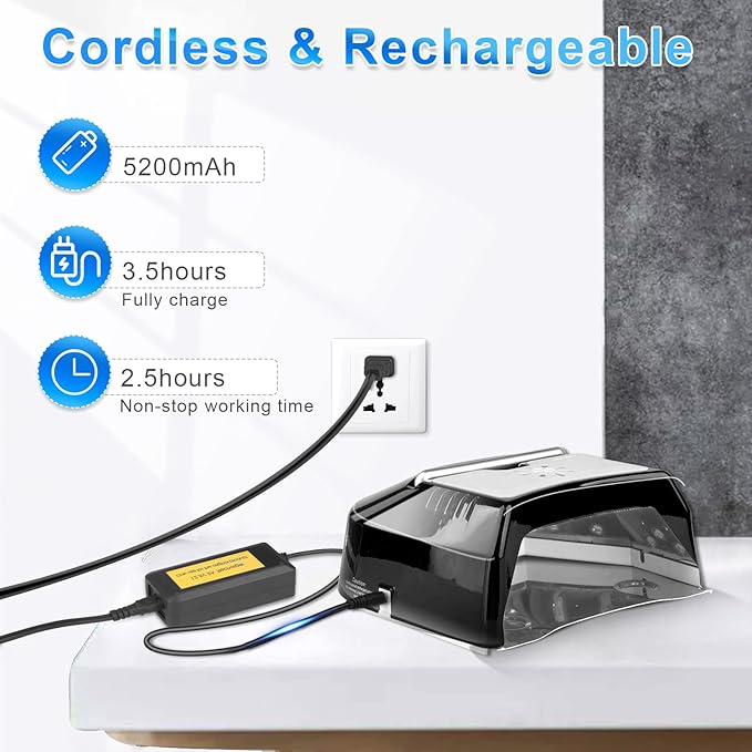 72W Professional UV Led Nail Lamp,Cordless Nail Curing Light for Gel Nails with Fan, IMENE Rechargeable Nail Dryer with Portable Handle Perfect for Salon Home Nail Art(Black)