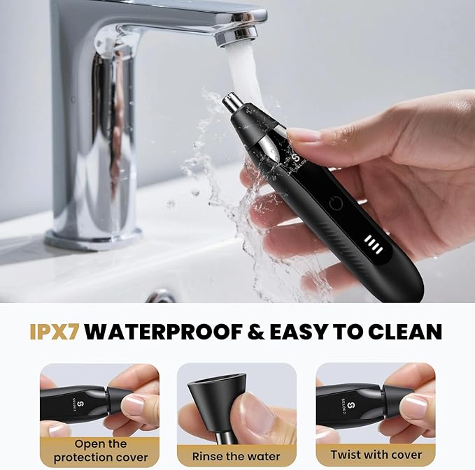 Ear and Nose Hair Trimmer for Men, 2025 Professional Painless USB Rechargeable Eyebrow & Facial Electric Hair Trimmer for Men Women, Powerful Motor, Dual Edge Blades, IPX7 Waterproof Easy Clean