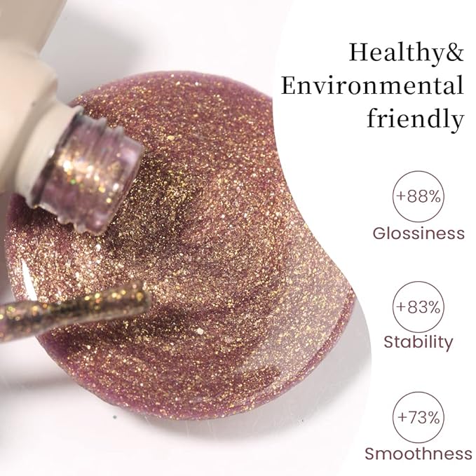 MAYCHAO 15ML Purple Shimmer Gel Nail Polish 1Pc Sparkly Purple Glitter Gel Polish Soak Off UV LED Nail Polish Nail Art Starter Manicure Salon DIY at Home, 0.5 OZ