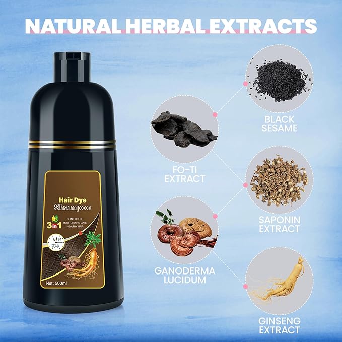 Hair Dye Shampoo for Gray Hair Coverage, 3 in 1 Natural Hair Dye for Women Men, 500ml (Light Brown)