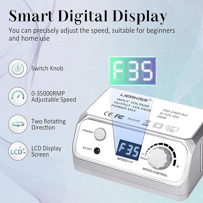 Professional Nail Drill 35000RPM Drill Nail Electric Nail File Dril Nails with 100pcs Sanding Bands and Nail Drill Bits for Acrylic, Gel Nail Manicure & Pedicure