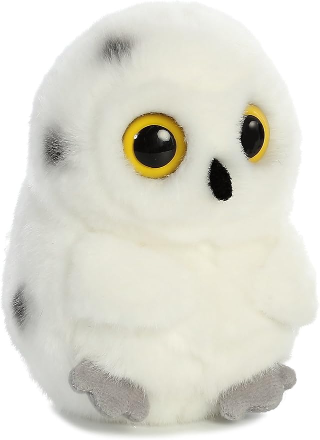 Aurora® Playful Rolly Pet™ Hoot Owl™ Stuffed Animal - Compact Size for On-The-Go Fun - for Adults, Kids, Birthdays, and Anniversaries - White 5 Inches