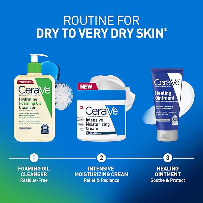 CeraVe Intensive Moisturizing Cream, Body Moisturizer With Shea Butter, 72H Hydration + Skin Barrier Repair, Fragrance-Free Body Lotion For Extremely Dry Skin, 8oz