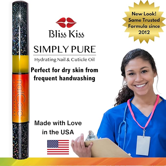 Cuticle Oil Pen for Nails - Nail Strengthener & Growth Oil and Serum for Damaged Nails, Hangnails w/Jojoba cuticle oil—Bali Mango Fragrance - Holographic Glitter Pens 4-Pack