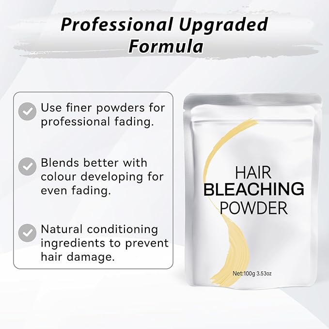 Hair Bleach Powder, Professional Lightening Bleach for Hair, Strong & Gentle Bleach Powder for Hair, Lift Up to 8 Levels, Perfect for DIY Blonde Highlights & Lightening (100g/3.53oz)