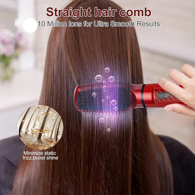 5 in 1 Air Styler Set & Hair Dryer Brush, Low-Speed Negative Ionic Hair Styler Drying, Multi Hair Styler, Professional Blow Dryer Brush for Curling Volumizing Straightening Styling (Red/Black)