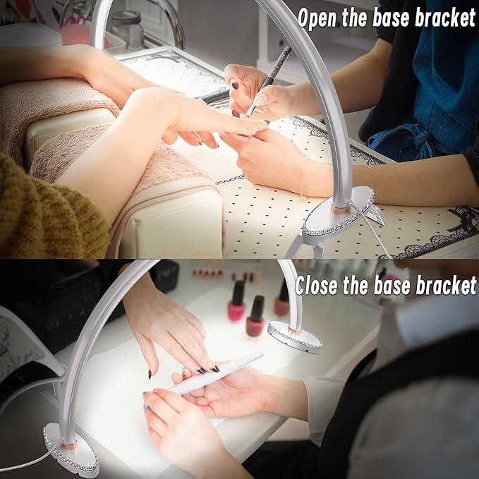 2 Pack Large Half Moon Light for Nail Desk.3LightColors.Adjustable Brightness.Nail Moon Lamp,Manicure Table Light for Painting.Embroidery.Reading etc. (White,24inch)