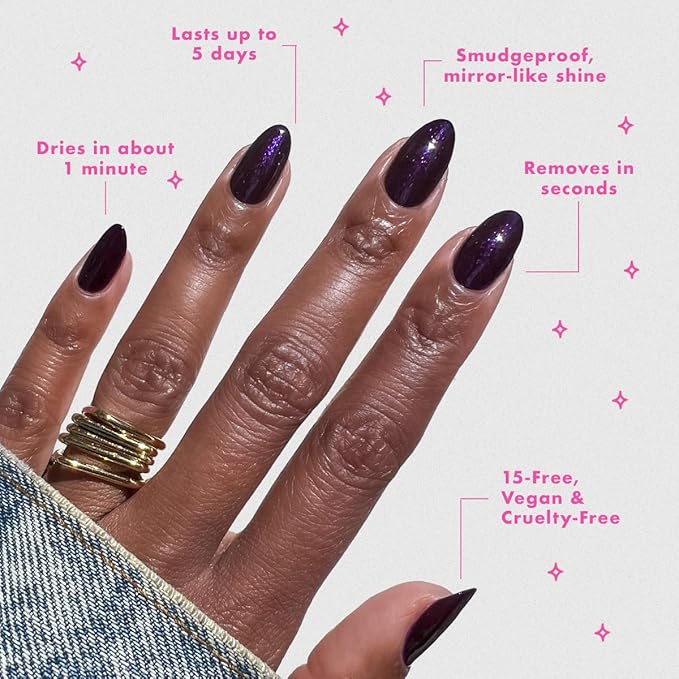 Olive & June Quick Dry Nail Polish | Instant Fast-Drying Smudgeproof Color | 15-free, Vegan Cruelty-Free Formula | Lasts up to 5 Days | Salon-Quality Manicure Pedicure at Home|Enchanted Violet Shimmer