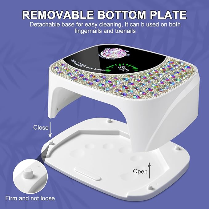 LIMEGIRL UV LED Nail Lamp Kit for Gel Polish Professional Fast Curing White Dryer Light Set with 4 Timer Settings Cordless Rechargeable Nail Art Cure Machine with UV Gloves and Automatic Sensor