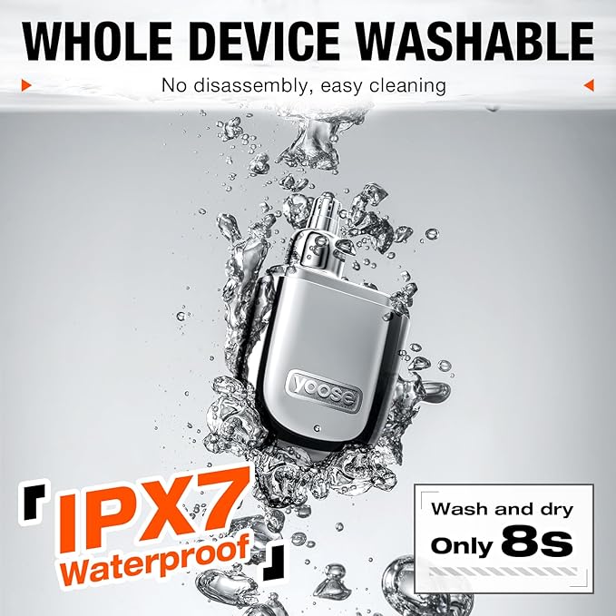 yoose Alloy Nose Hair Trimmer, Portable Nose Hair Trimmer for Men Women, Rechargeable, Washable Nose Trimmer, Detachable Head, Easy to Clean, Travel Size, Dual Edged Blades, Painless Trimming, Black