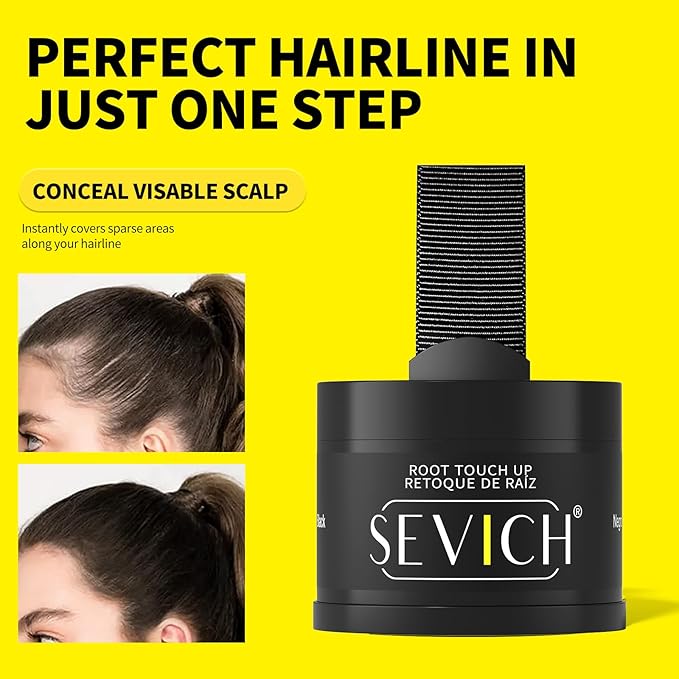 SEVICH Magnetic Hairline Powder with Brush | Refillable Root Touch Up for Sparse Hairlines & Gray Coverage | Waterproof, Sweat-Proof & Smudge-Proof | Natural & Invisible Hair Concealer (Brown)
