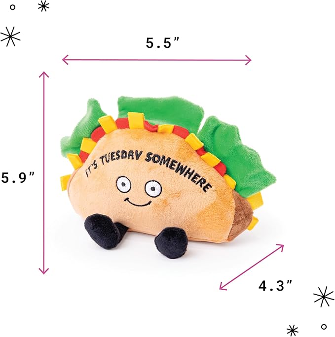 Punchkins Taco Plushie - It's Tuesday Somewhere Funny Taco Tuesday Plush, Taco Themed Gift, Food Plush Toy for Gifting