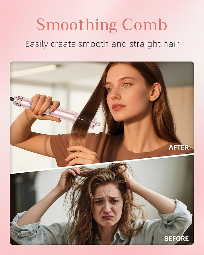 RUCHA 5 in 1 Hot Air Styler, 110,000 RPM High Speed Blow Dryer Brush, Foldable air Curler for Hair, Negative Ion Hot Air Bursh for Frizz-Free Styling Fast Drying Curling Straightening Volumizing