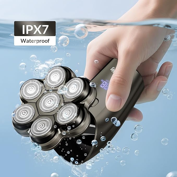 Head Shavers for Bald Men - 7D Arc Electric Razor with Magnetic Detachable Head, Waterproof Wet Dry 5-in-1 Electric Shaving & Grooming Kit, LED Display Rechargeable Head & Body Hair Shaver, Grey