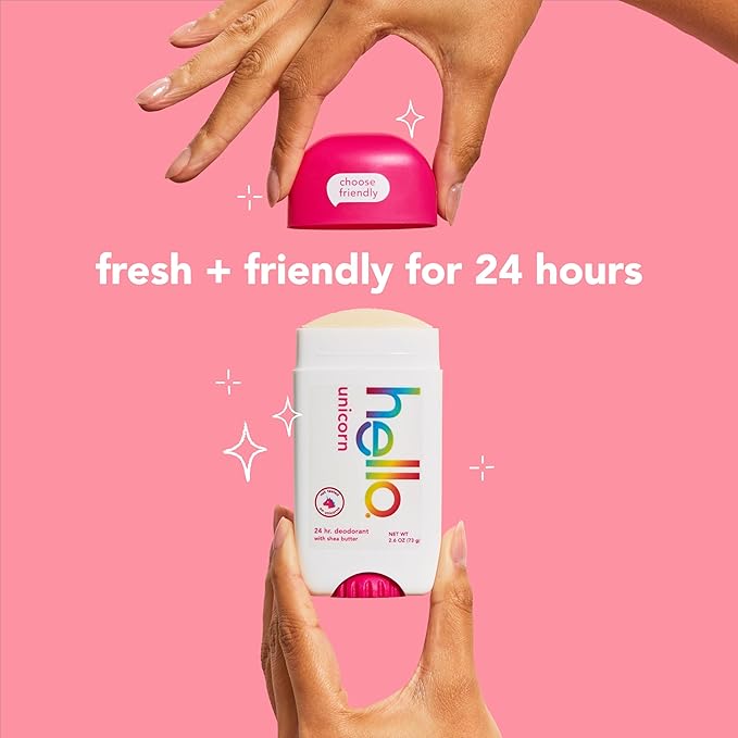 hello Unicorn Aluminum Free Deodorant for Women, Girls, Safe for Kids, Dermatologically tested, Natural Fragrance, 2 Pack