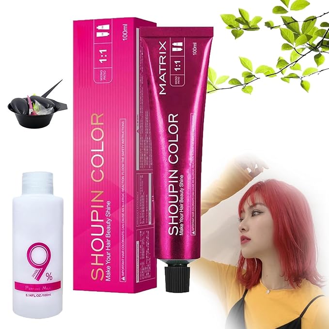 Luxuria Hair Dye No Bleach, Luxuria Hair Color, No Bleaching Hair Nourishing Coloring Hair Dye, Shoupin Hair Color No Hair Damage, For Women and Men (Red)