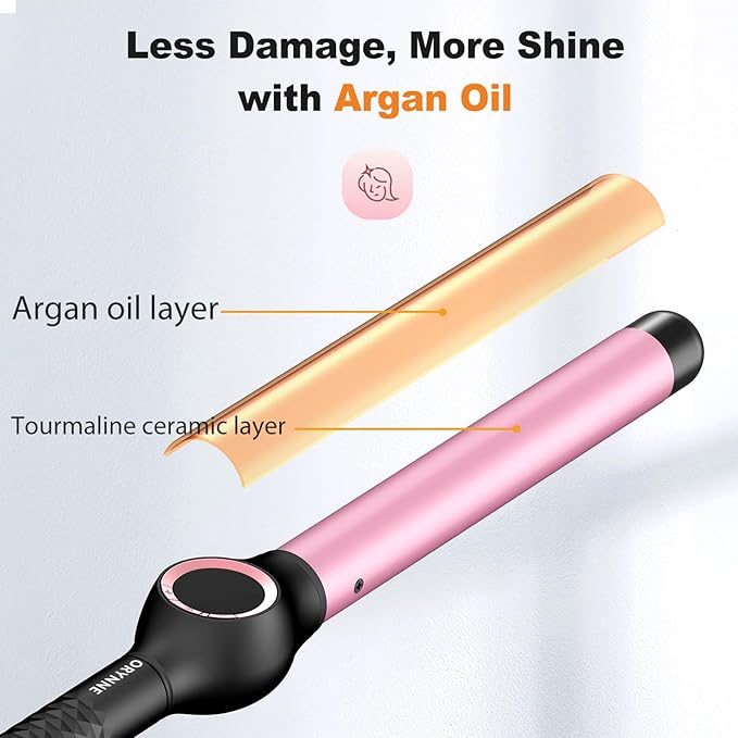 1 Inch Curling Wand for Long Hair, Extra Long Barrel Ceramic Curling Wands, 7 Adjustable Heats for All Hair Type, 110-240V Dual Voltage Wand Curler, 60 Minutes Auto Shut Off