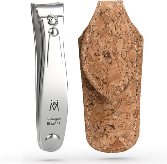 GERMANIKURE Professional Nail Clipper - FINOX Surgical Stainless Steel Manicure and Pedicure Tools in Cork Case- Ethically Made in Solingen Germany - Travel Size Nail Care