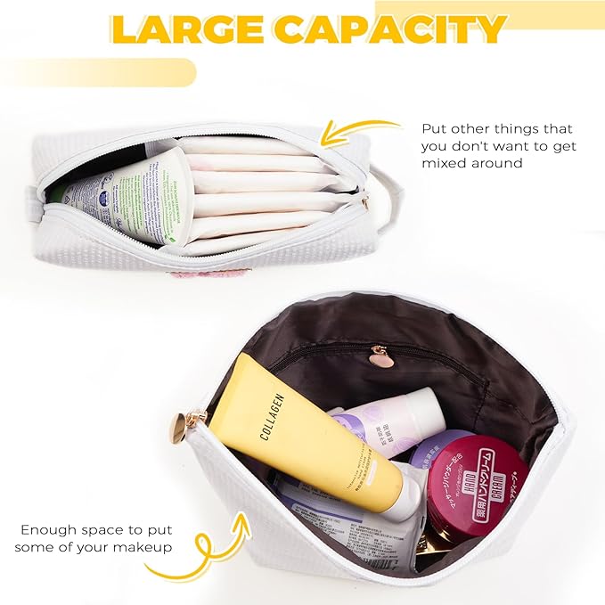 Teen Girl Travel Essentials - Birthday Gifts for Girls Teens Kids Daughter Sister Her,Cute Trendy Stuff Makeup Bag Set Cosmetic Bag - White,E