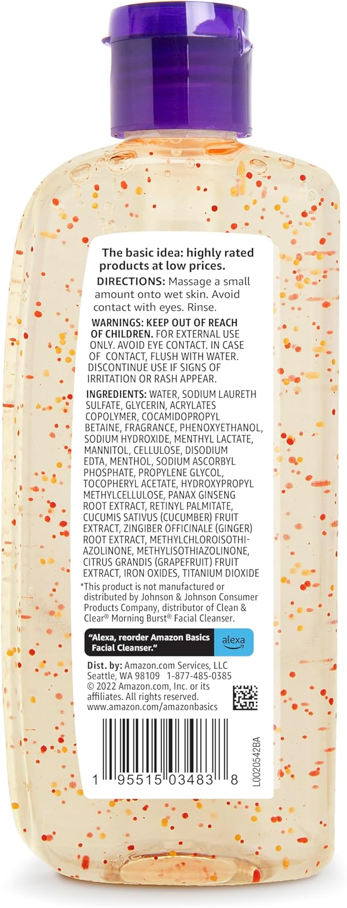 Amazon Basics Morning Fresh Facial Cleanser with Ginseng and Vitamin C, 8 fl oz (Pack of 3)