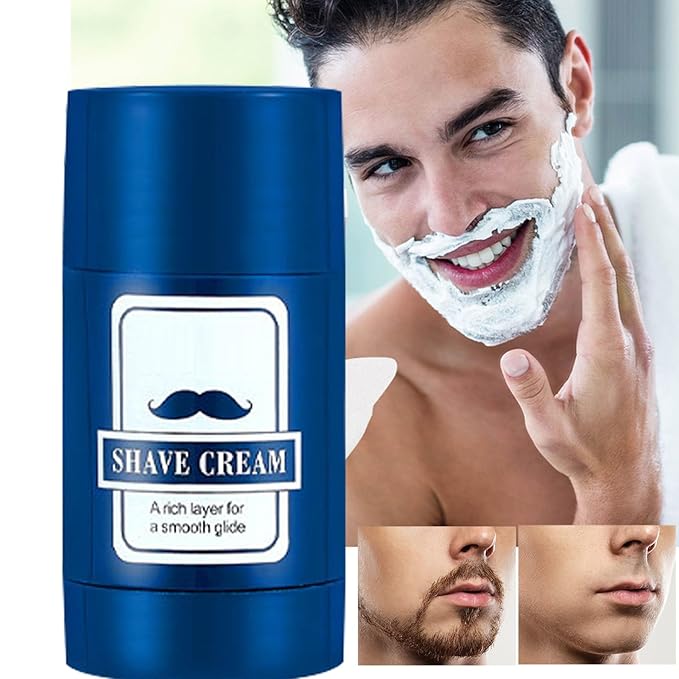 Shaving Cream - 40g Hydrating Shaving Cream, 2-in-1 Smooth Shave Balm Stick for Beard Grooming, Facial Hair Removal, Moisturizing and Gentle Formula for Sensitive Skin