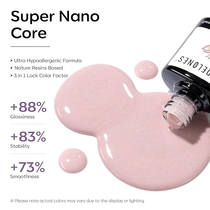 modelones Nude Gel Polish Glitter Glitter Gel Nail Polish Pink Shimmer Nail Polish Base Color Soak Off U V Soap Nails for Nail Art Manicure at Home 15ML