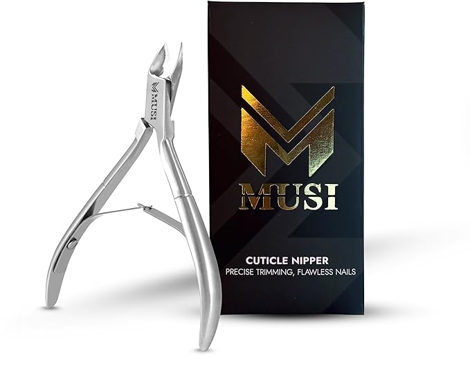 MUSI Cuticle Nipper - Professional Stainless Steel Nail Cuticle Trimmer for Men and Women - Precision Cuticle Cutter - Manicure Clipper Tools for Fingernails and Toenails