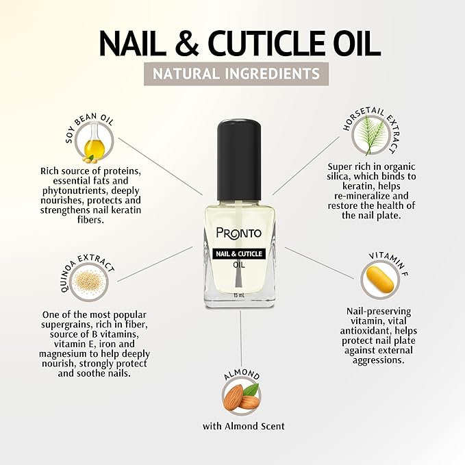 Pronto 8 Oz 100% Pure Acetone Nail Polish Remover and Cuticle Oil, Pure Acetone for All Nail Polish Types including Gel, Acrylic & Sculptured Nails, Gel Nail Polish Remover and Nail Repair, Duo Pack