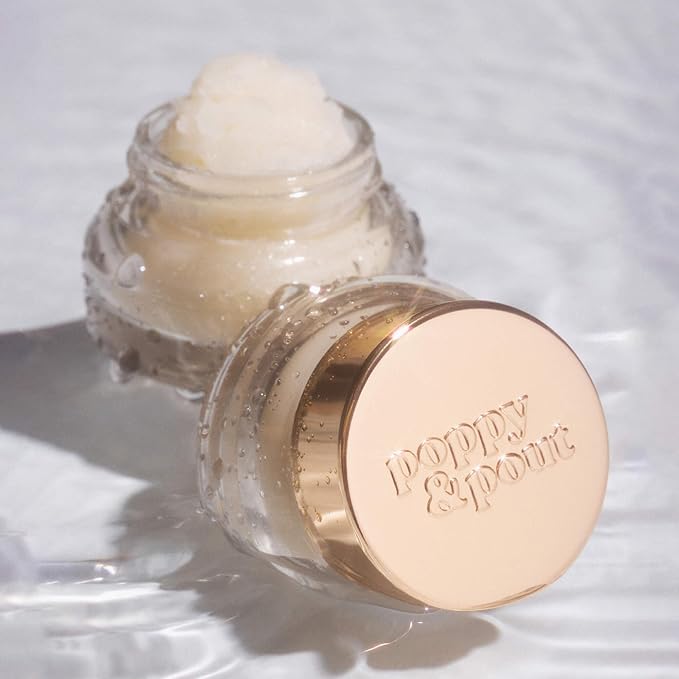 Poppy & Pout Island Coconut Overnight Lip Mask – Natural Lip Care with Shea Butter & Beeswax – Cruelty Free, Recyclable Glass Jar (0.65 oz)