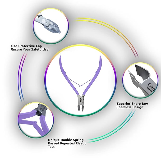 Professional Cuticle Trimmer with Cuticle Pusher Nail Cuticle Remover Nipper Silver Stainless Steel Sharp Blades Manicure Tools with Double Spring Nail Care Pedicure Nail Tools Home Spa (Purple)