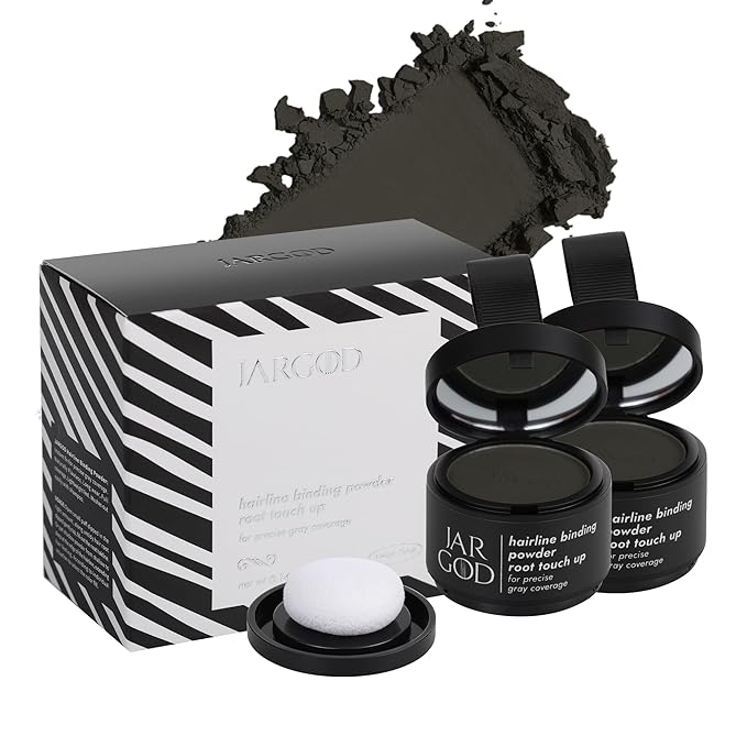 Hairline Powder Root Touch-Up, 0.14 Ounce (Pack of 2), Black - Instant Gray Coverage Temporary Hair Color for Roots and Highlights for Women & Men
