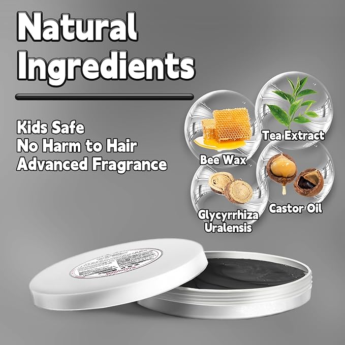 Black Hair Color Wax, Temporary Washable Hair Color Dye for Kids, Temporary Dye Wax Natural Hairstyle Cream Hair Pomades for Women & Men Party Cosplay Halloween