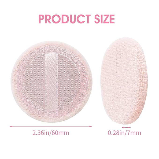 12PCS Makeup Powder Puffs Pink Cotton Powder Puffs Round Powder Puff for Makeup Face Powder Velour Puffs for Loose Powder Washable (pink+skincolor-12pcs)