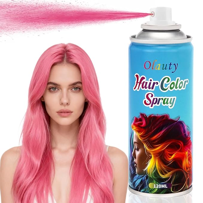 Pink Hair Dye, Hair Color Spray for Women and Kids, Washable Pink Hair Spray, Temporary, One-Time Use, Non-Sticky Root Touch Up, Natural Hair Color Wax for Party, Cosplay, Halloween, Christmas (pink)