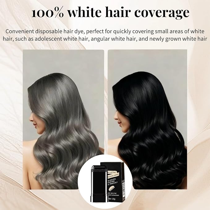 Safe and Convenient Comb Hair Dye Stick, White Hair Cover Stick, 2-in-1 Convenient Instant Dyeing, Waterproof and Sweat Proof, Quick Root Dressing (Black) c