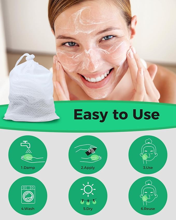 ProCIV Reusable Makeup Remover Pads - 25 Pack Washable Organic Cotton Rounds for All Skin Types & Toner with Laundry Bag, Eco Friendly Zero Waste Reusable Cotton Pads Travel Gadgets (Black)