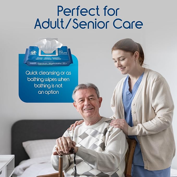 Inspire Adult Wet Wipes, Wash Cloths | Adult Wipes for Incontinence & Cleansing for Elderly, 8"x12" (200 count)