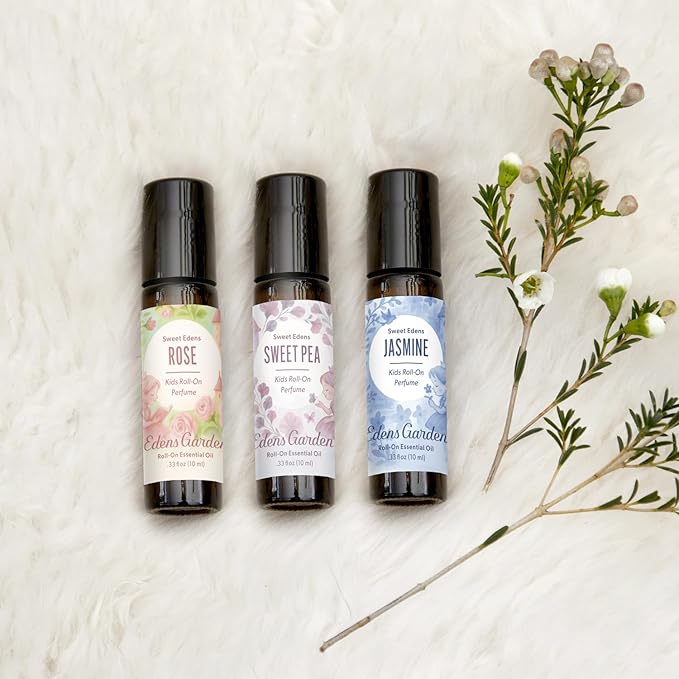 Edens Garden Sweet Pea Kids Roll-On Perfume – Pre-Diluted Essential Oil Floral Blend, Natural Aromatherapy, Skin Safe Gift for Girls, 10 ml (.33 fl oz)