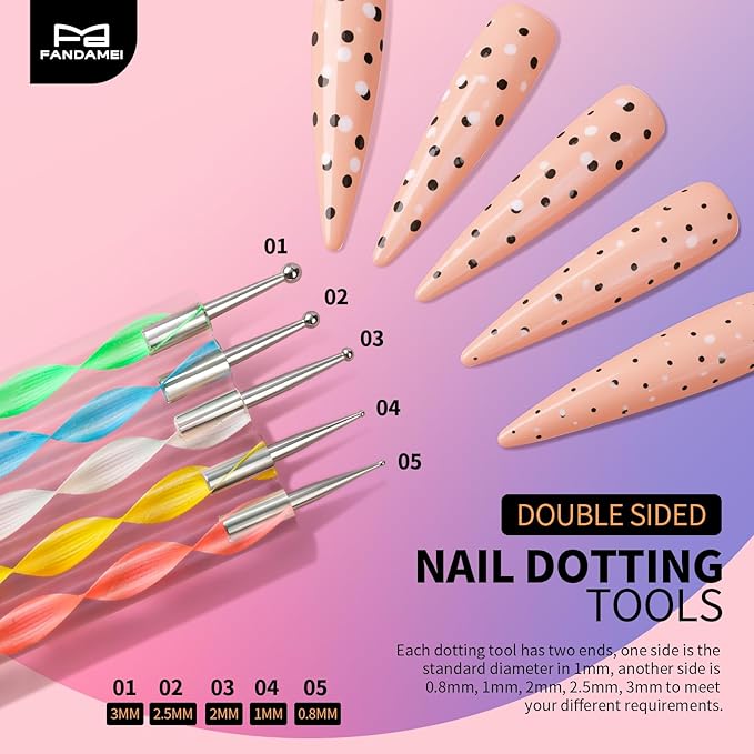 FANDAMEI Nail Art Tools, Nail Brush, 15 PCS Nail Art Brushes, 5 PCS Nail Dotting Tool, Nail Stand, Nail Holder For Painting Nails, Nail Tools, Nail Design Tools, Black