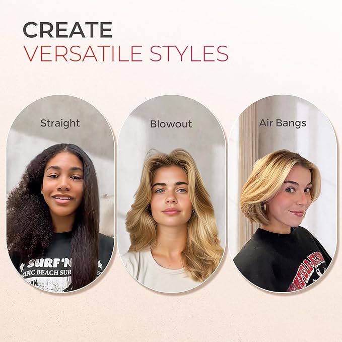 TYMO Ring Hair Straightener Brush – Hair Straightening Iron with Built-in Comb, 20s Fast Heating & 5 Temp Settings & Anti-Scald, Perfect for Professional Salon at Home, Peach