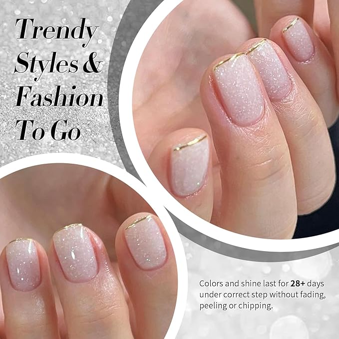 Born Pretty Jelly Gel Nail Polish, Shimmer Glitter Snow Jelly Gel, Milky White Translucent Natural Gel Nail Polish, Manicure Salon DIY for Women Girls 15ML