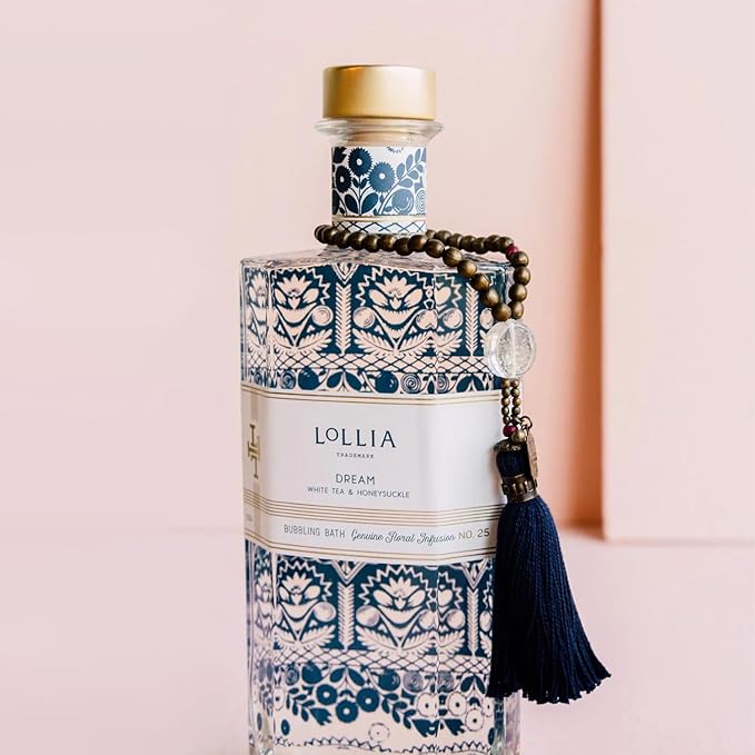 Lollia Dream Bubble Bath, Skin Hydrating & Deep Moisturizing, Avocado Oil & Green Tea, Relaxing Scented Bubbling Bath Soap, White Tea & Honeysuckle Scent