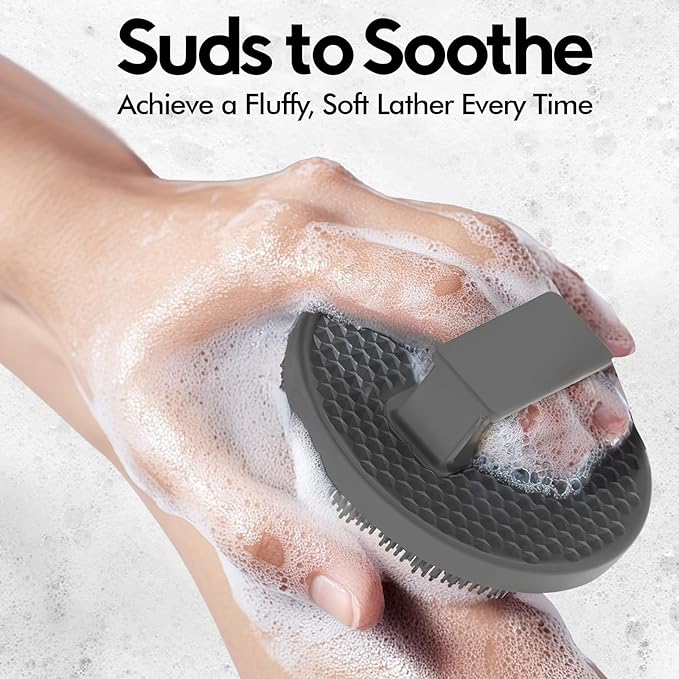 Silicone Body Scrubber - Loop Fin Bristles Loofah for Gentle Exfoliating & Lathering with Body Scrub & Wash, Durable & Hygienic, Deep Cleansing Exfoliator for All Skin Types - Shower Essential